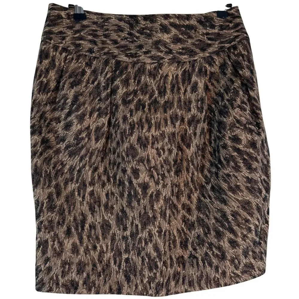 Vintage Y2K Adrienne Vittadini Animal Print Metallic Pencil Skirt 10 NWOT